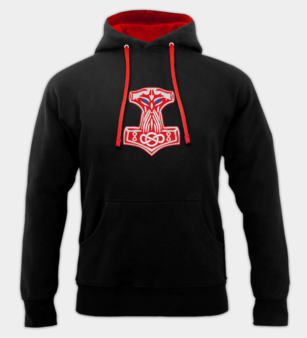 Tors hammare broderad hoodie
