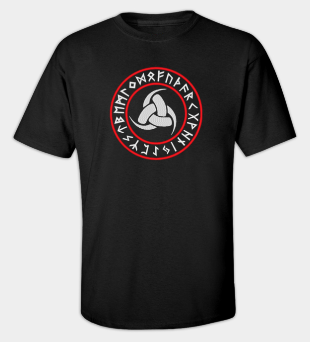 Odens trefaldiga horn broderad t-shirt