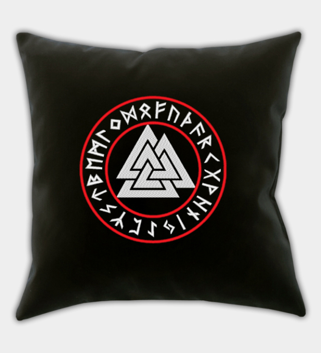 Valknut-runa broderad kuddfodral