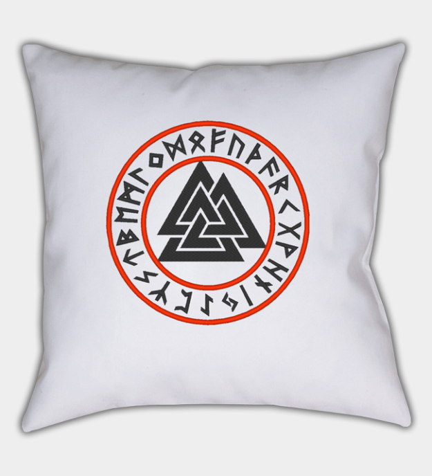 Valknut-runa broderad kuddfodral